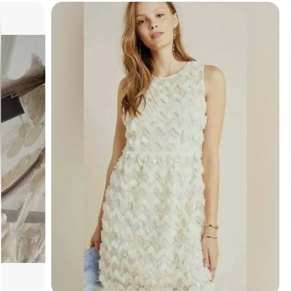 Anthropologie Cream Textured Dress
